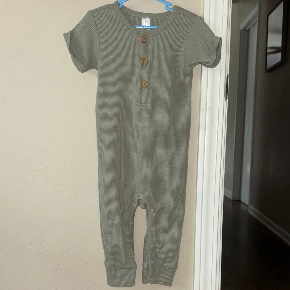 Gerber Olive Green Kids Bodysuit with Wooden Buttons - Picture 1 of 3